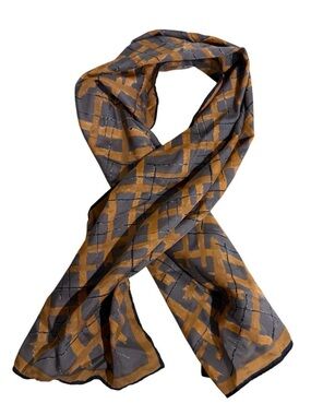 Vintage Scarf Made in Japan Scarves by Vera Geometric Yellow Gray Art Rectangle
